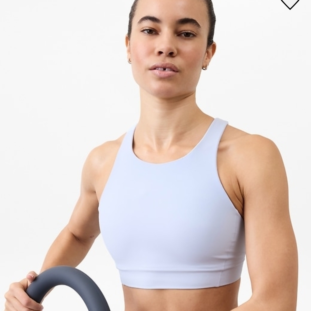 Athleta Blue Racerback Sports Bra with High Neckline